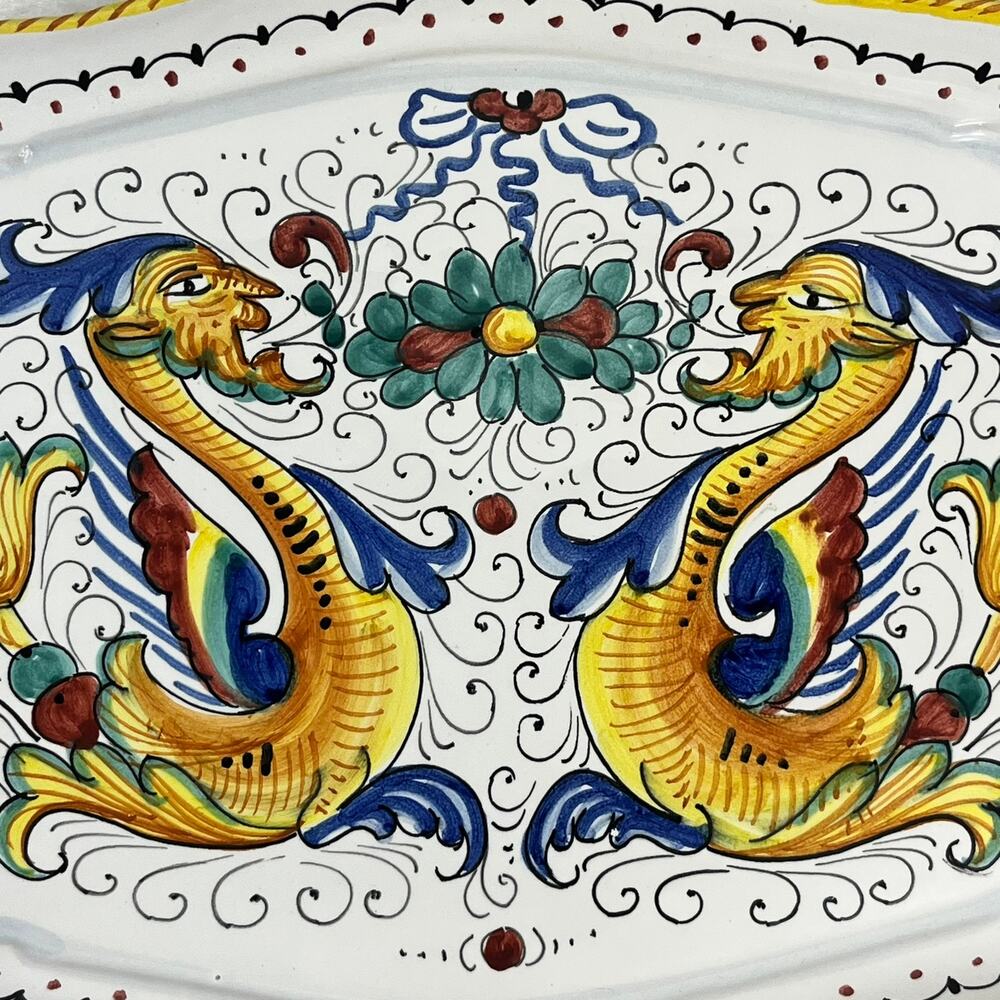 Arte D’Italia Imports Deruta Italy Hand Painted Majolica Platter Sea Serpent - Picture 8 of 11